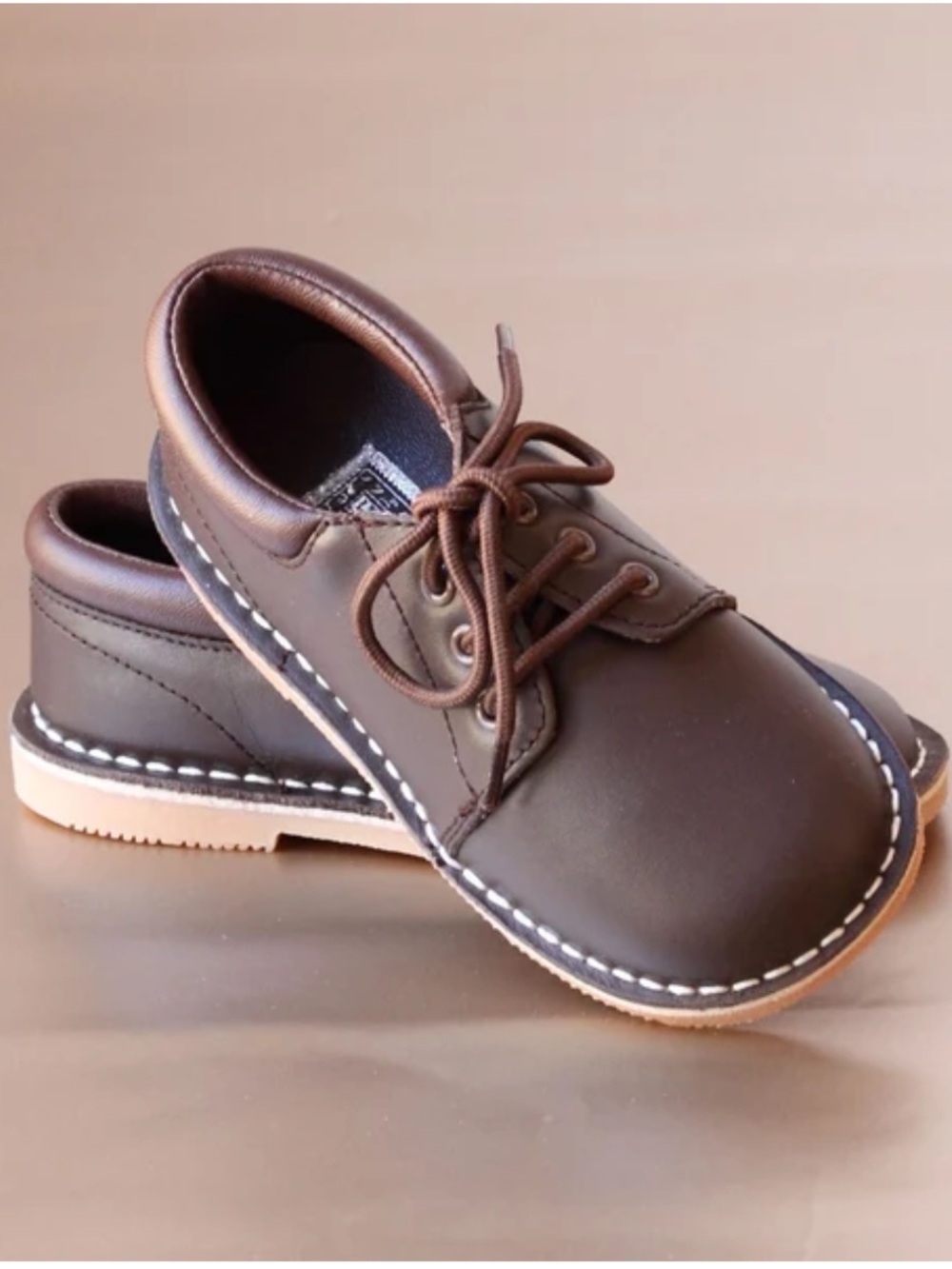 L'Amour | Brown Leather Lace-Up Shoes | 8